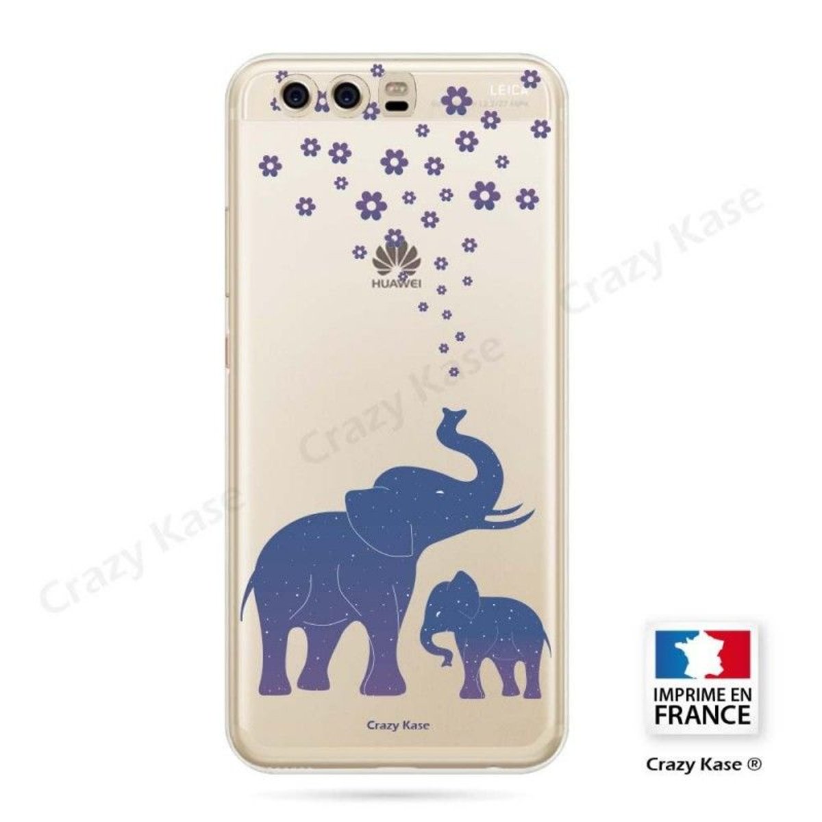 Coque Huawei P10 Plus souple motif Eléphant Bleu - Crazy Kase