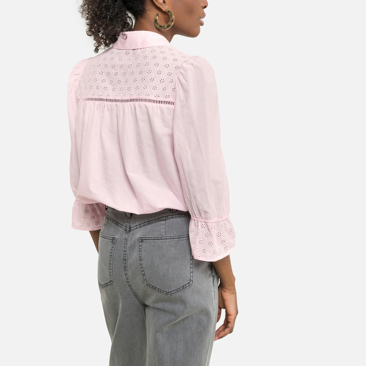 Блузка VERO MODA С рукавами 34 со сборками S розовый, размер S - фото 4