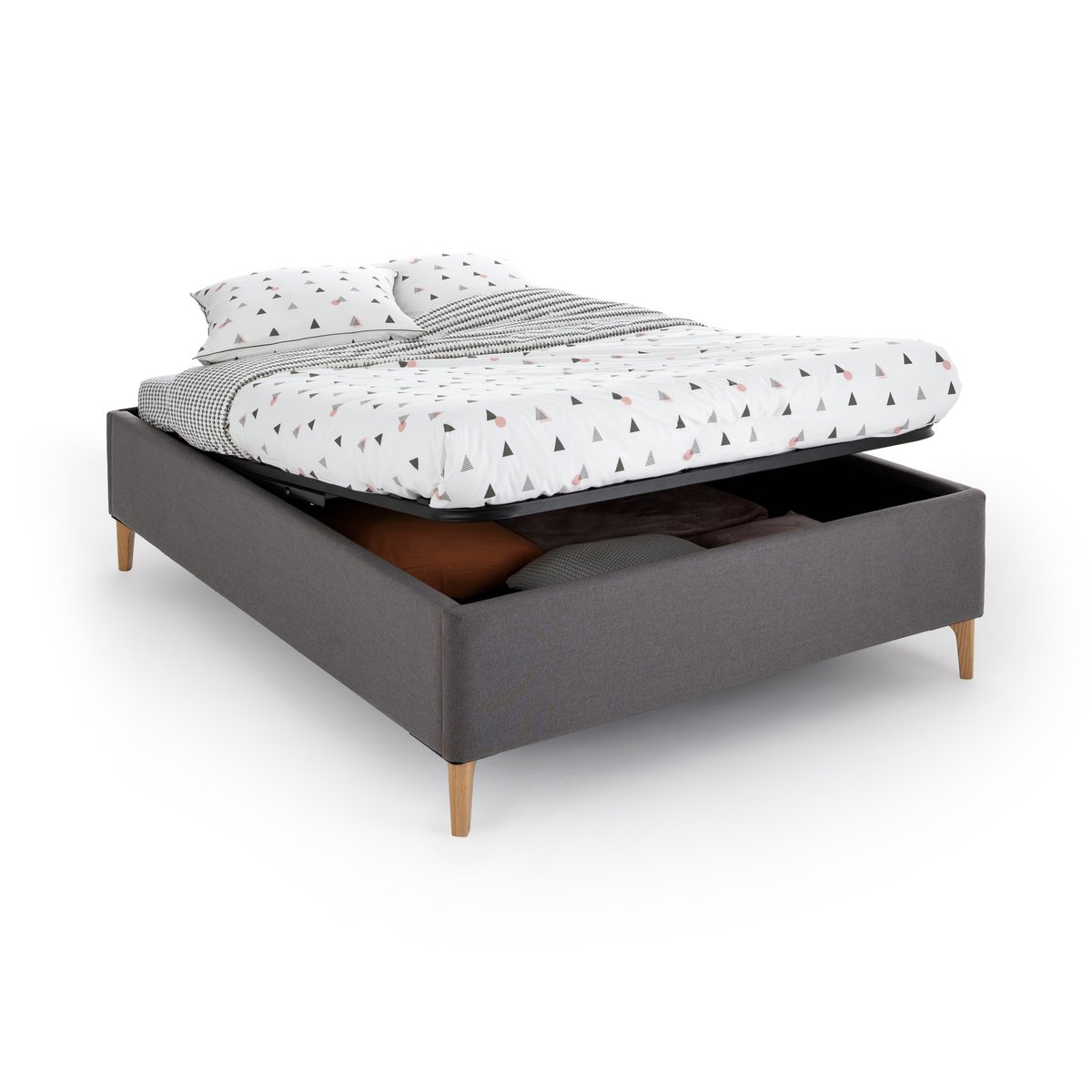 Кровать La Redoute С сундуком с приподнимаемым реечным основанием Idaho 140 x 190 см серый, размер 140 x 190 см - фото 3
