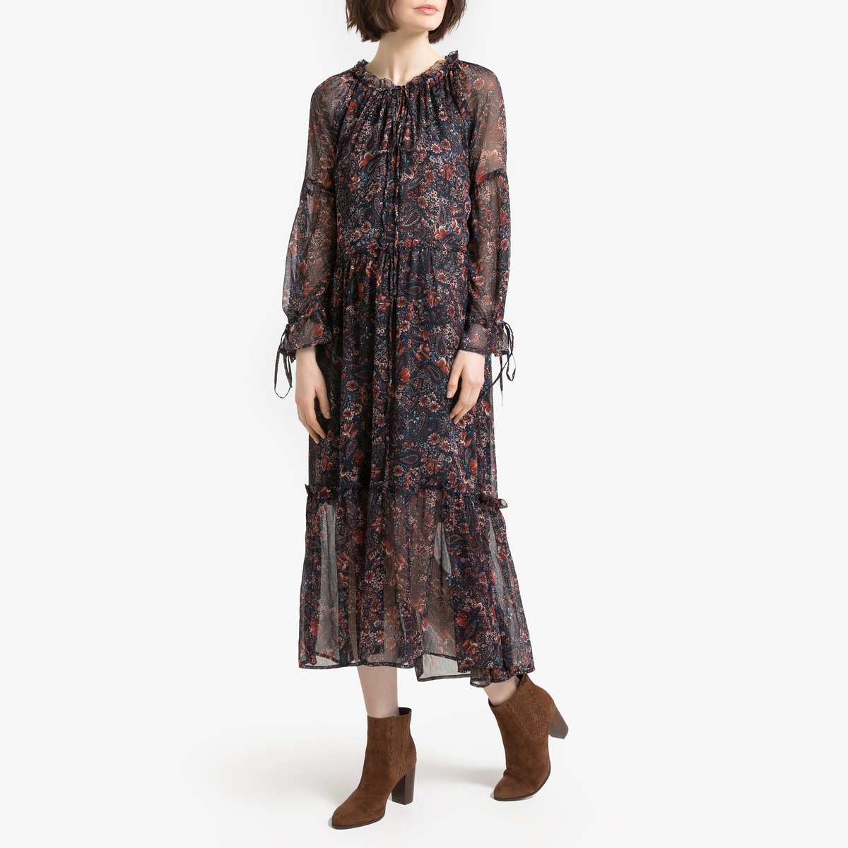 

Платье La Redoute, Синий, Длинное расклешенное XS синий