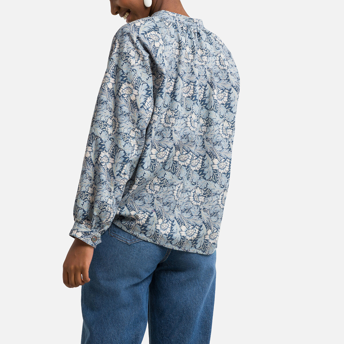 Рубашка С длинными рукавами и принтом 2(M) синий LaRedoute, размер 2(M) Рубашка С длинными рукавами и принтом 2(M) синий - фото 4