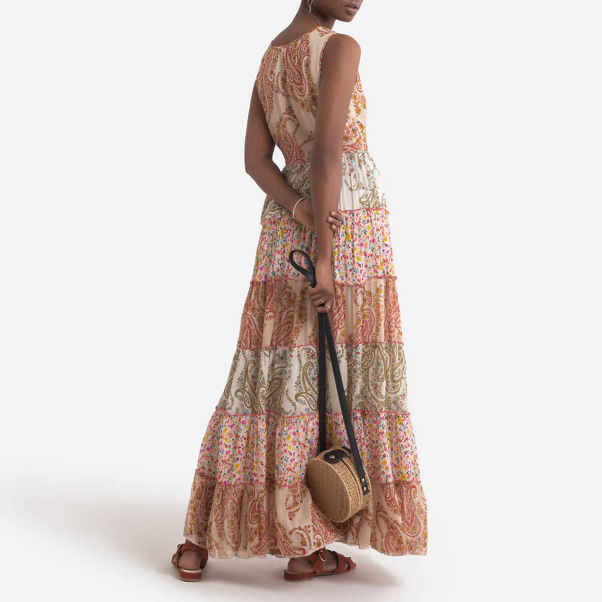 Платье LaRedoute Длинное CASSECOU расклешенное с рисунком S бежевый, размер S - фото 4