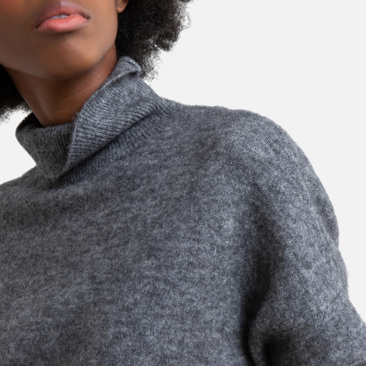 Пуловер La Redoute С воротником-стойкой из плотного трикотажа L серый, размер L - фото 4