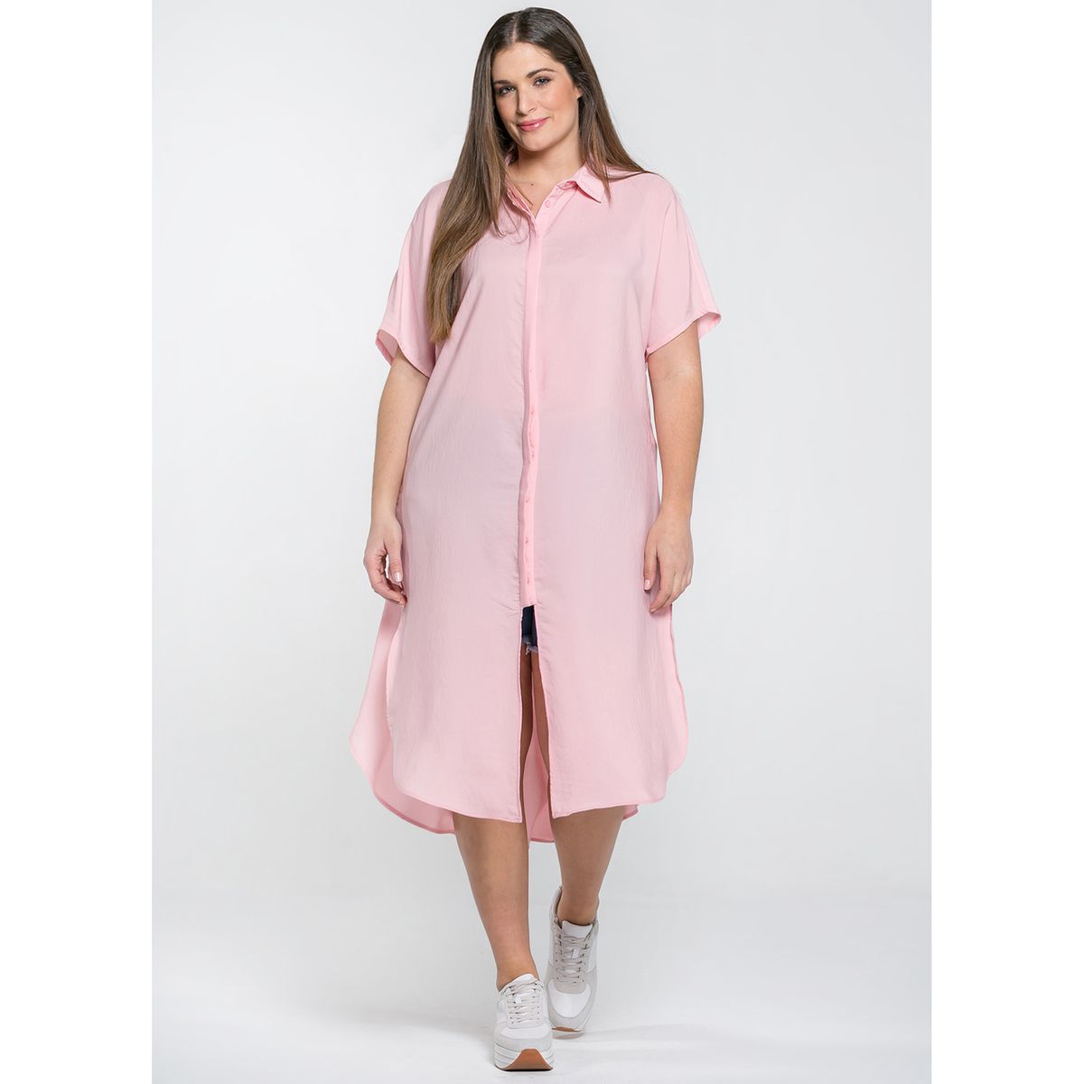 Robe patineuse, longue, manches courtes