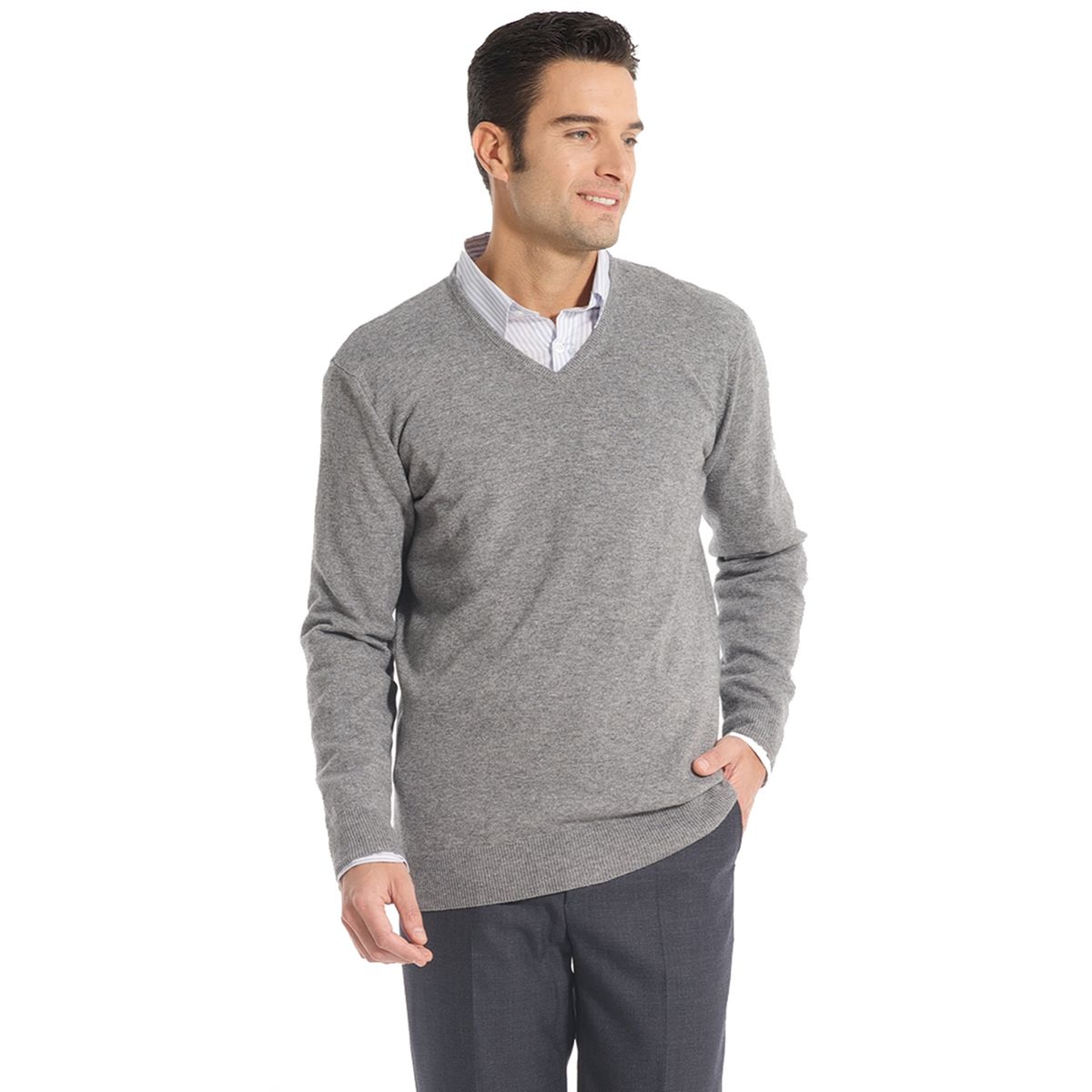 Pull col V laine et cachemire