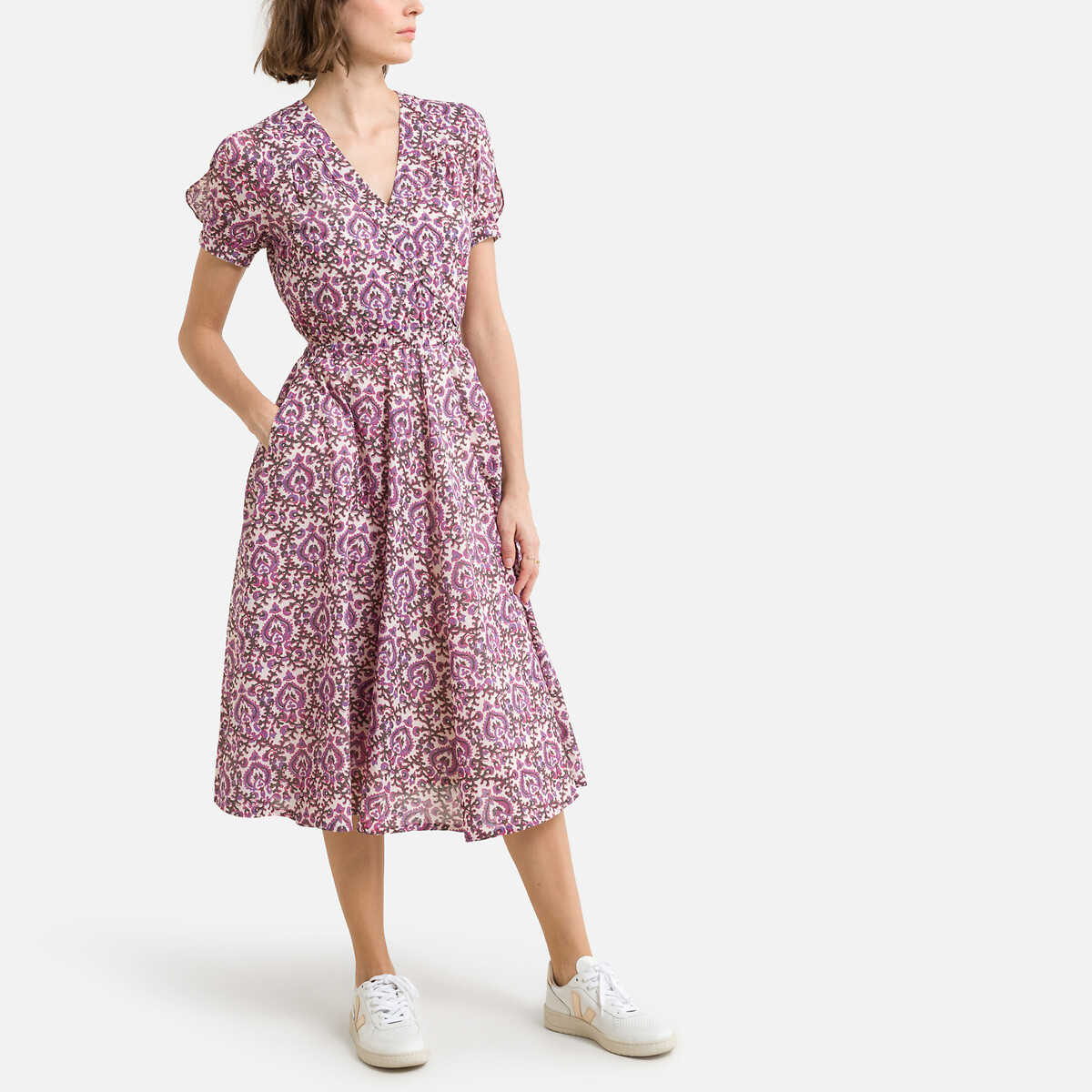 Платье LEON & HARPER с принтом и запахом RULY S фиолетовый, размер S - фото 2