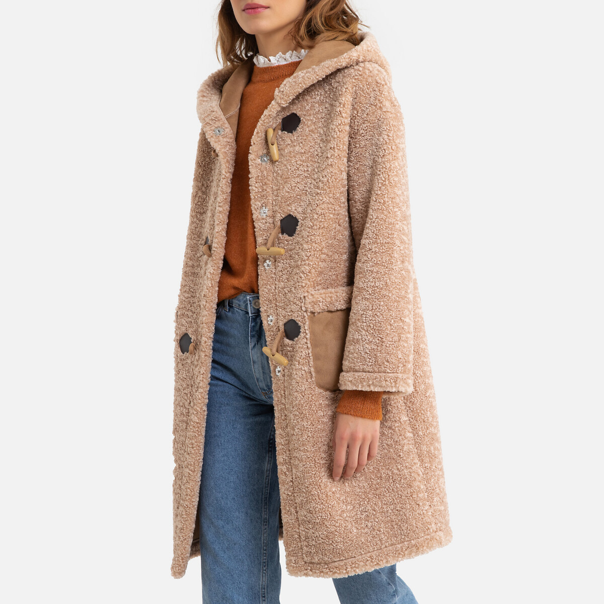 

Бушлат LaRedoute, Бежевый, Из мольтона с капюшоном M бежевый