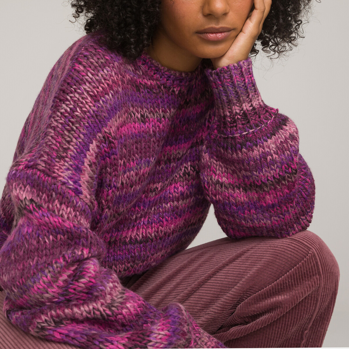 Пуловер с круглым вырезом из оригинального трикотажа XL розовый пуловер с круглым вырезом signature из витого трикотажа xl синий