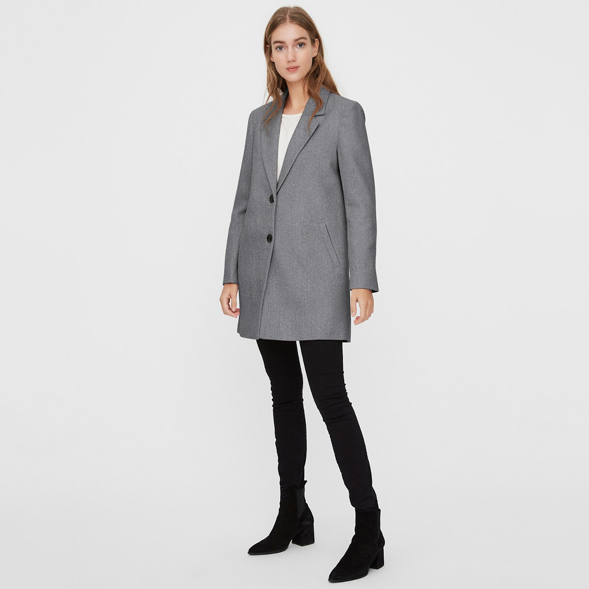 Пальто La Redoute Средней длины на пуговицах M серый, размер M - фото 2
