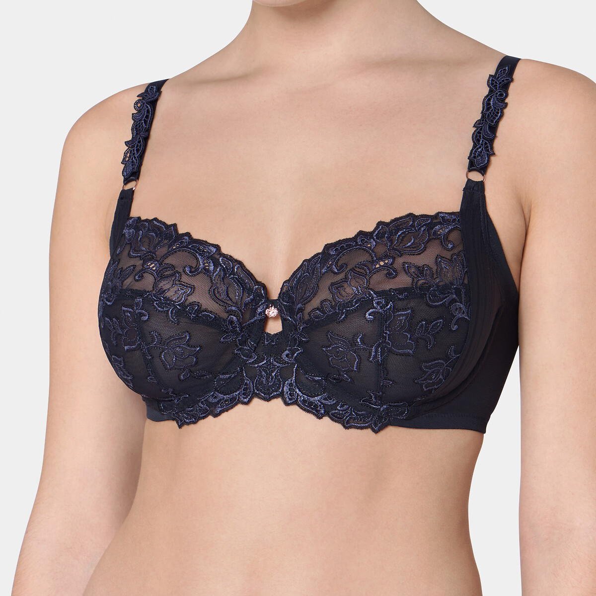 

Бюстгальтер La Redoute, Черный, Облегающий с вышивкой Iris Florale C черный