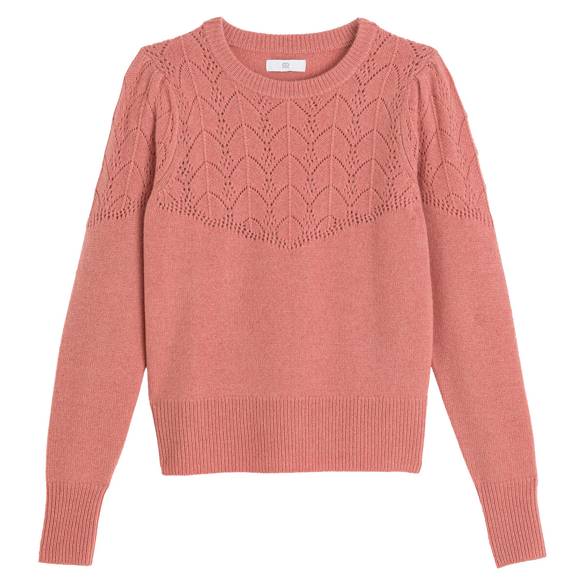 Пуловер LaRedoute Из кашемира с круглым вырезом из тонкого трикотажа L розовый, размер L - фото 5