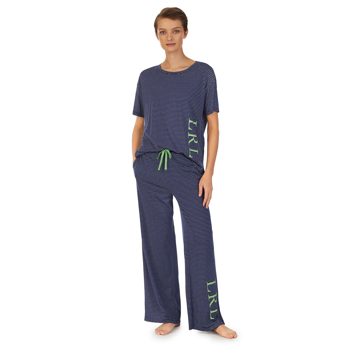 Пижама Длинная с короткими рукавами большой логотип L синий