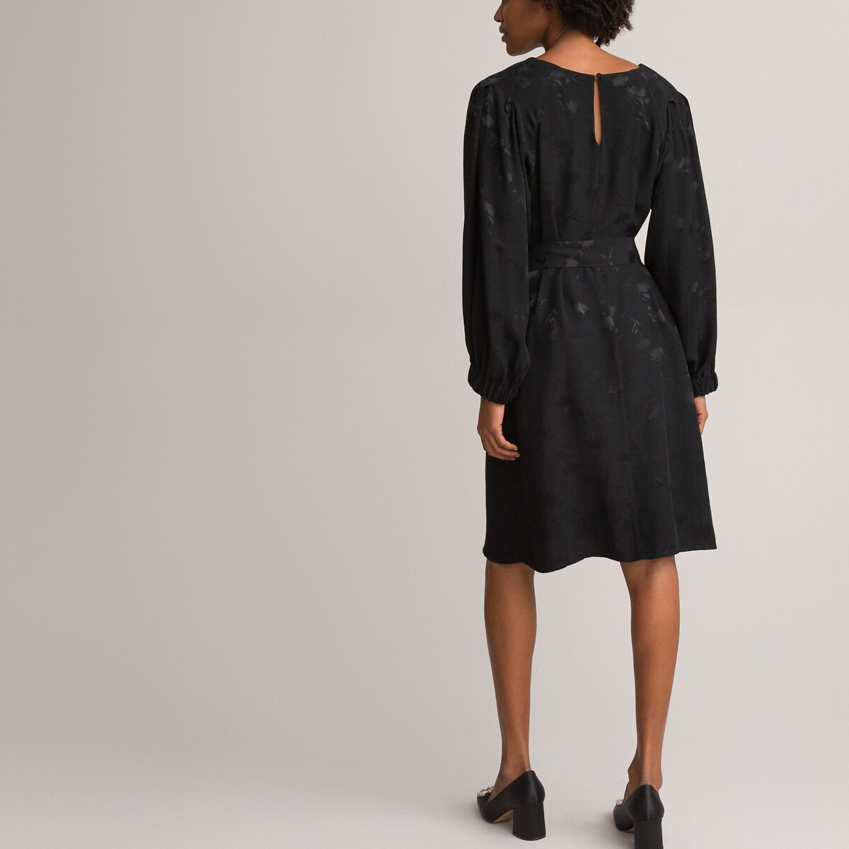 Платье Прямое с круглым вырезом и ремешком 58 черный LaRedoute, размер 58 - фото 4
