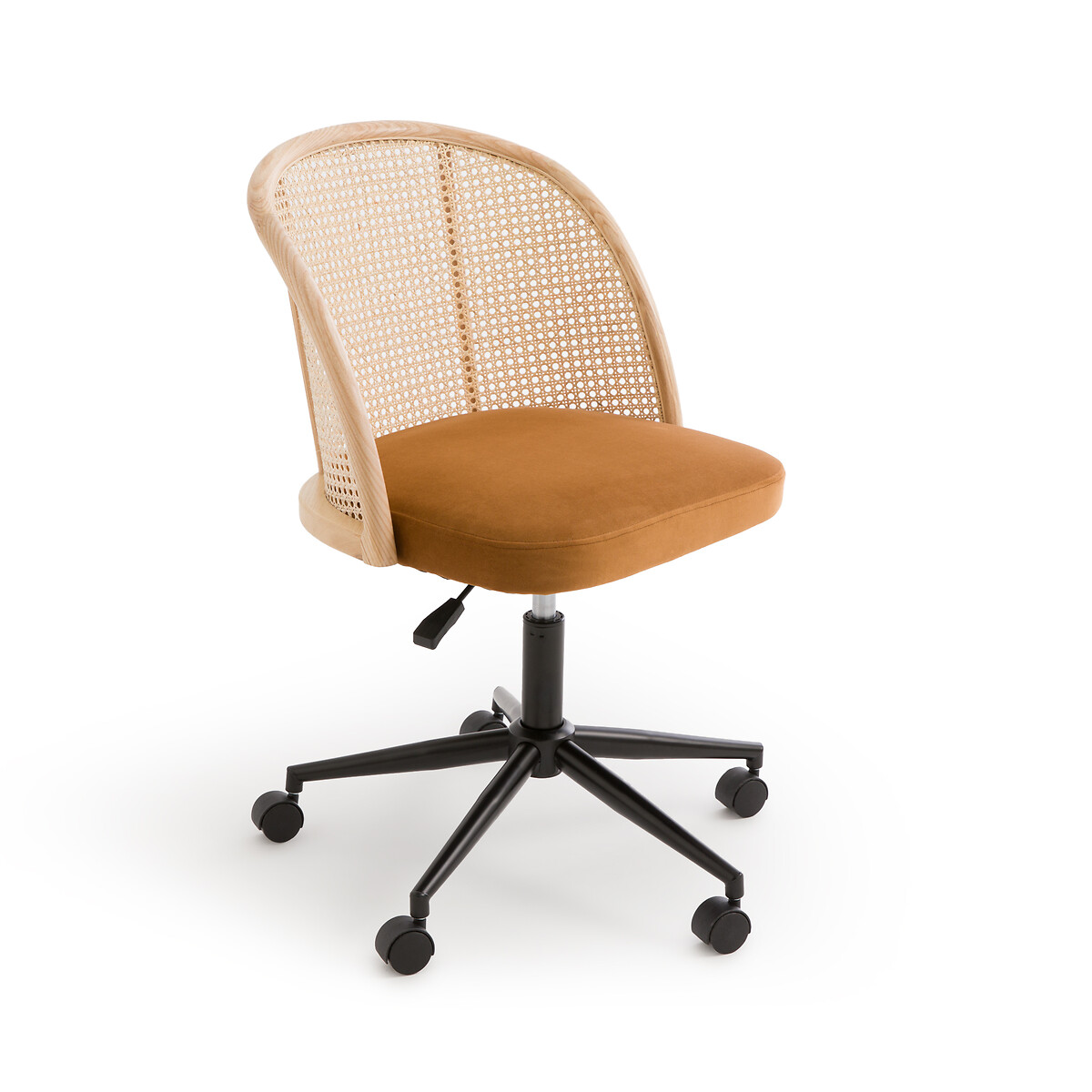 Кресло офисное из велюра и плетеного ротанга Maora единый размер желтый кресло для столовой из плетеного ротанга и металла melawi единый размер бежевый