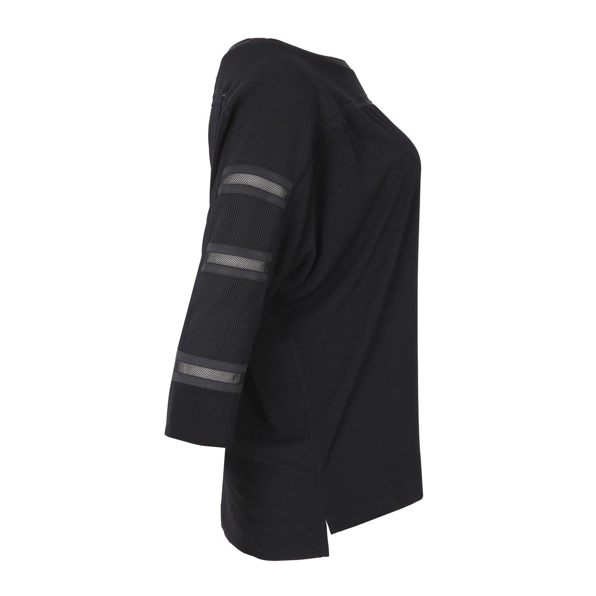 фото Блузка с круглым вырезом, вставкой из тюля и рукавами 3/4 mat fashion