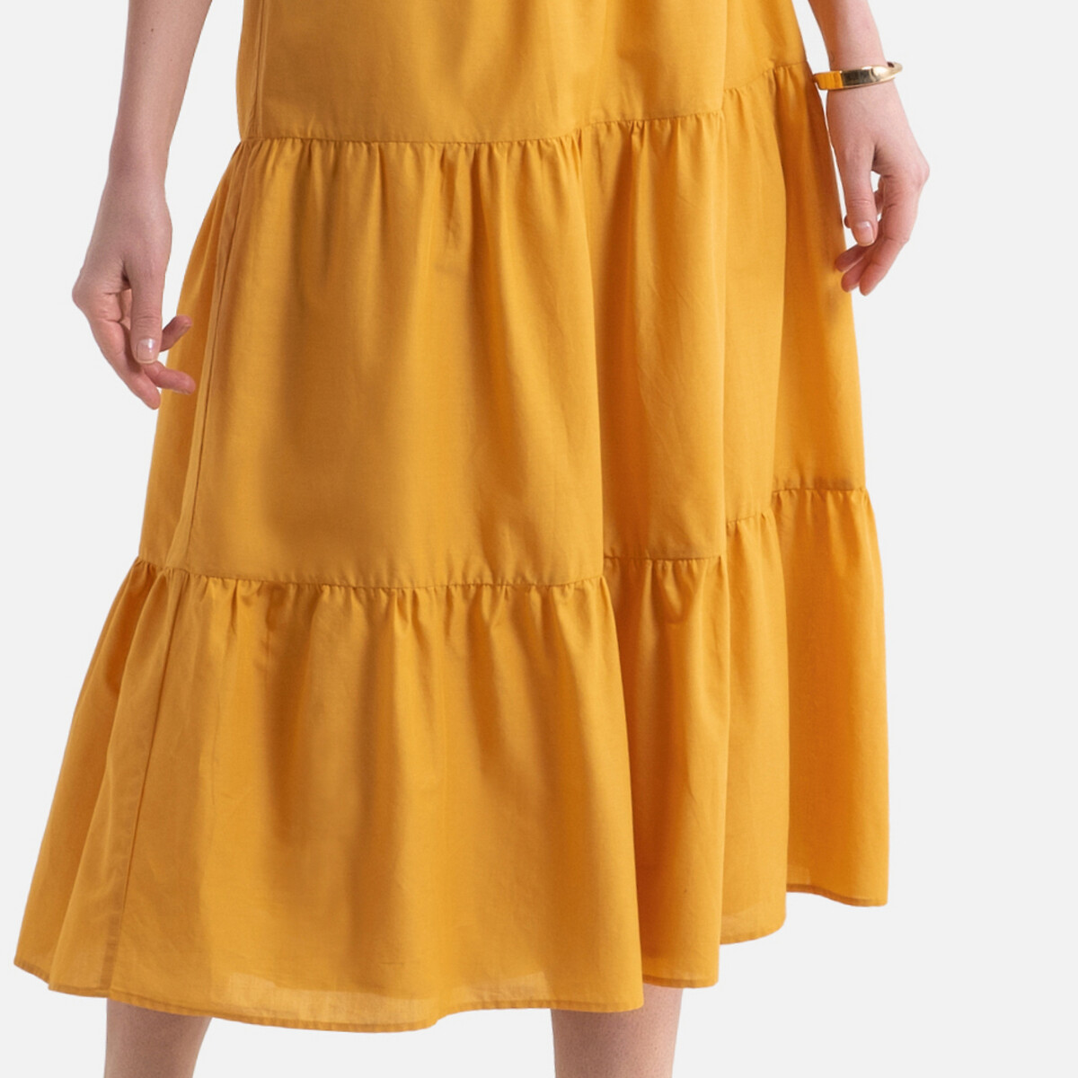 Платье LaRedoute Длинное расклешенное с короткими рукавами 46 (FR) - 52 (RUS) желтый, размер 46 (FR) - 52 (RUS) Длинное расклешенное с короткими рукавами 46 (FR) - 52 (RUS) желтый - фото 3