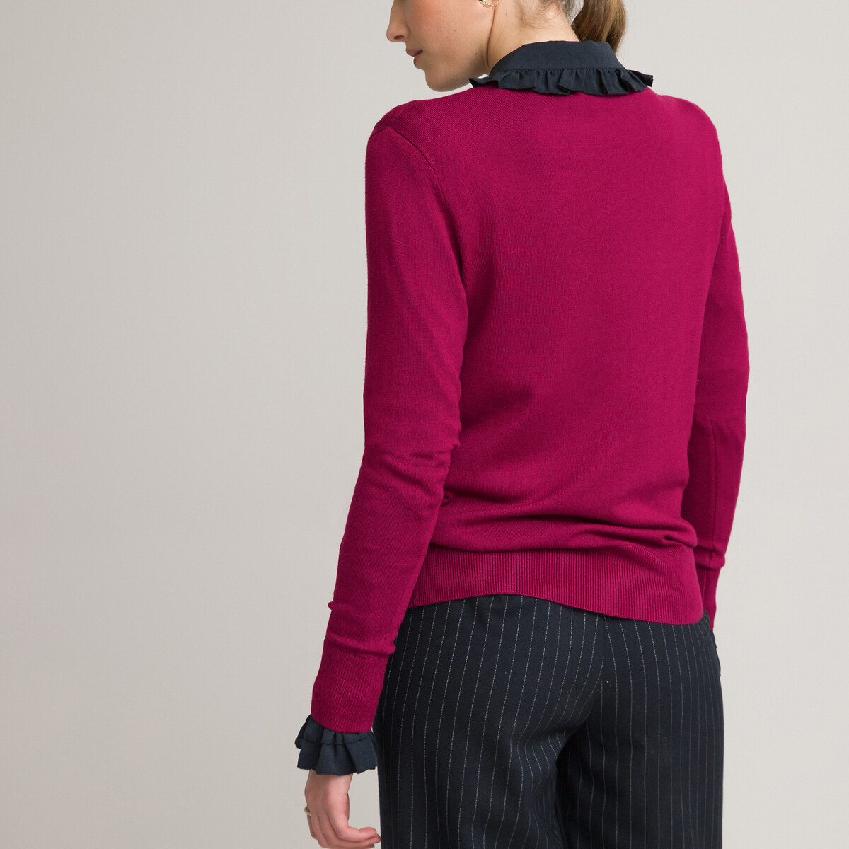 Пуловер LA REDOUTE COLLECTIONS С круглым вырезом базовая модель XL красный, размер XL - фото 4
