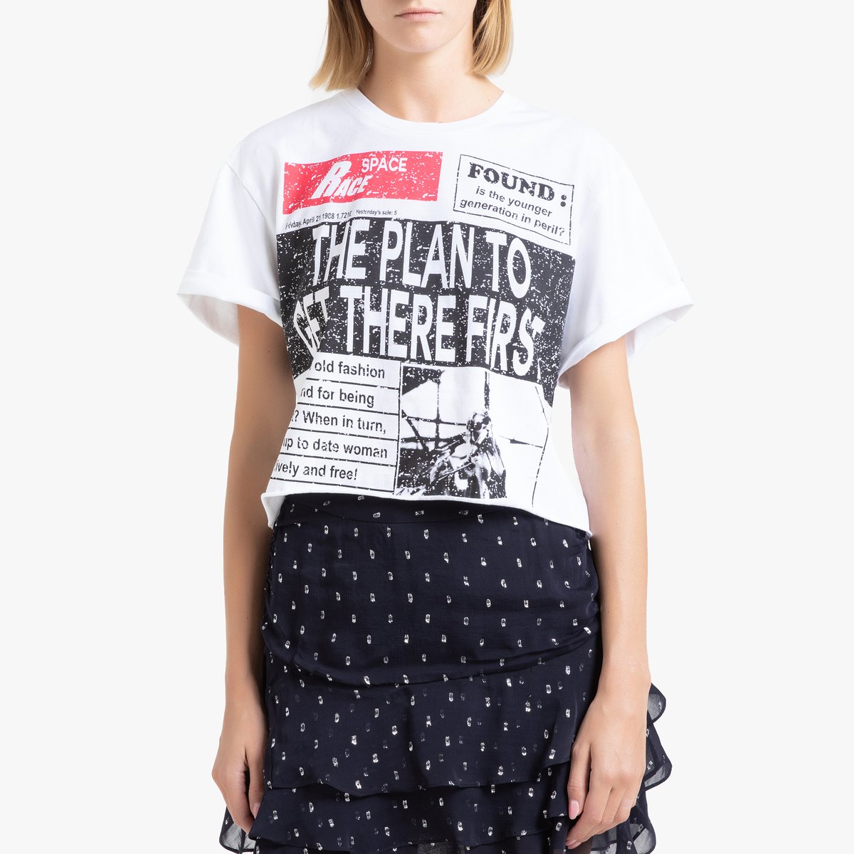 

Футболка La Redoute, Белый, Короткая с круглым вырезом и короткими рукавами 2(M) белый