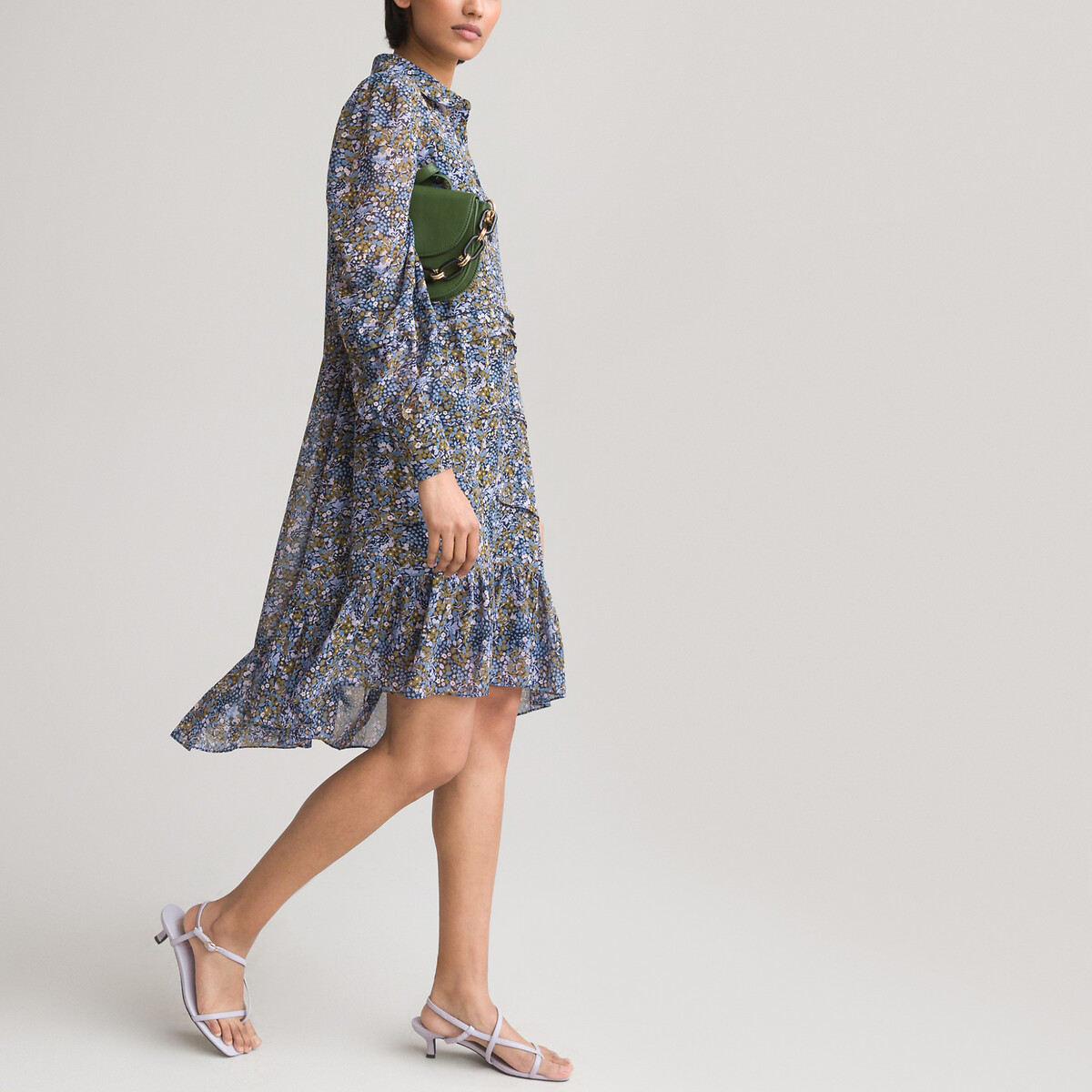 Платье-рубашка LA REDOUTE COLLECTIONS Струящееся с длинными рукавами с принтом 54 разноцветный, размер 54 - фото 2