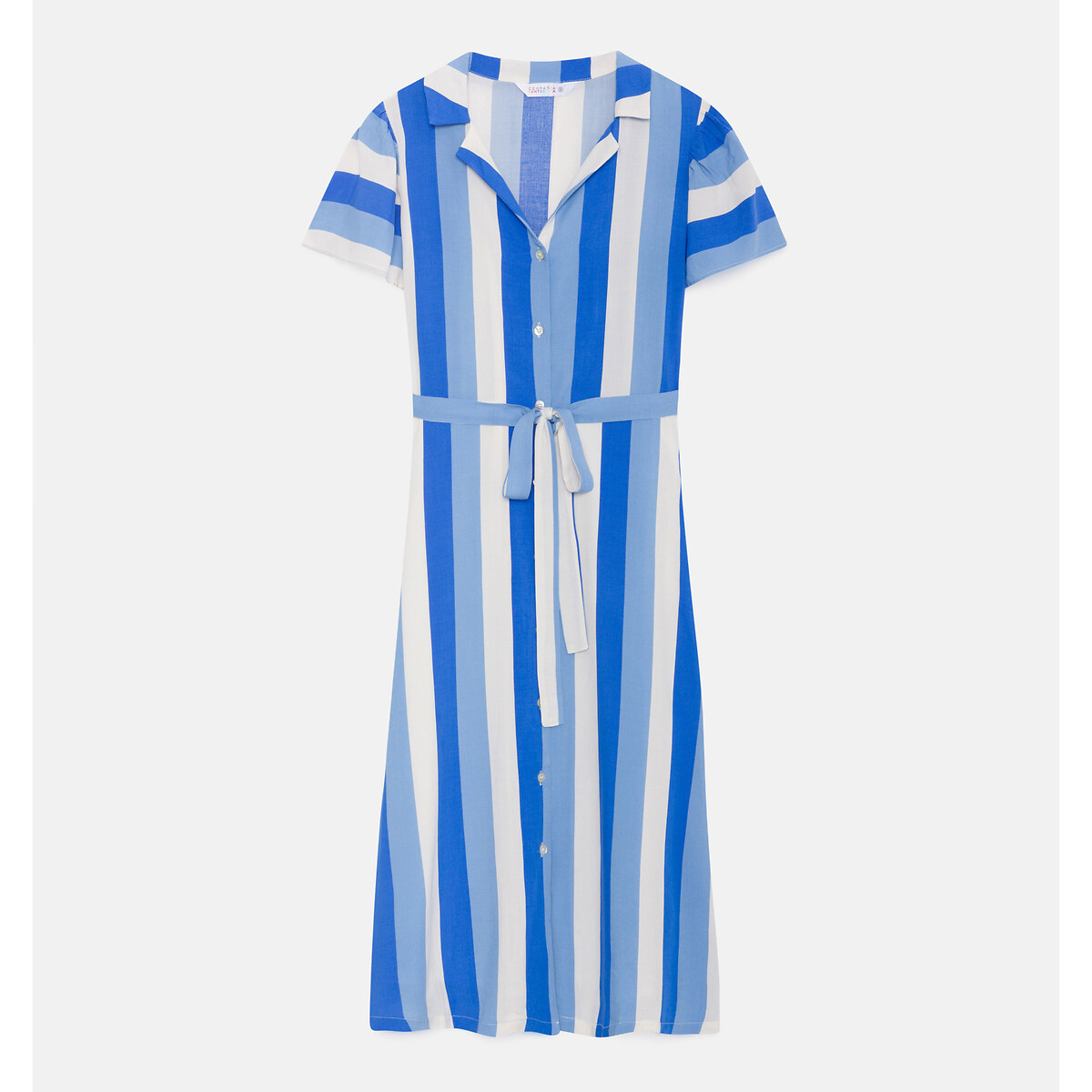 Платье-рубашка Длинное короткие рукава в полоску XL синий