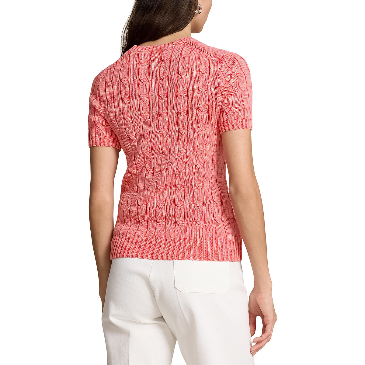 Пуловер с короткими рукавами из витого трикотажа  M розовый LaRedoute, размер M - фото 3