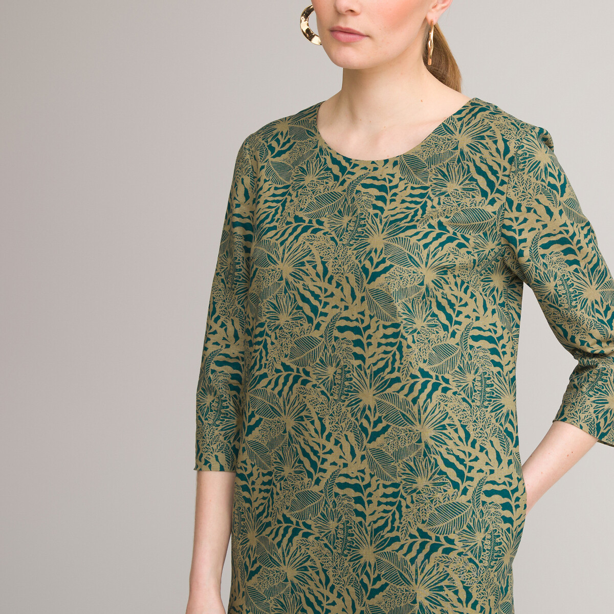Платье-миди ANNE WEYBURN Прямое с цветочным принтом рукава 34 56 зеленый, размер 56 - фото 2