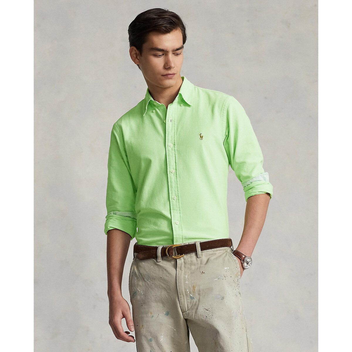 Рубашка Прямого покроя из ткани оксфорд M зеленый
