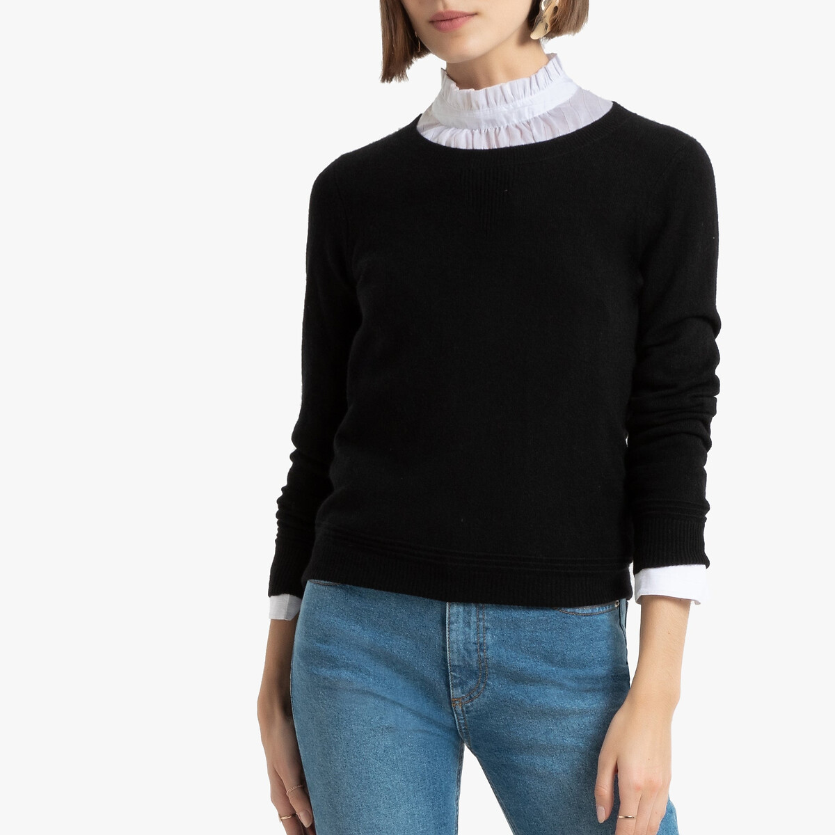 Пуловер La Redoute С круглым вырезом из кашемира XXL черный, размер XXL - фото 1