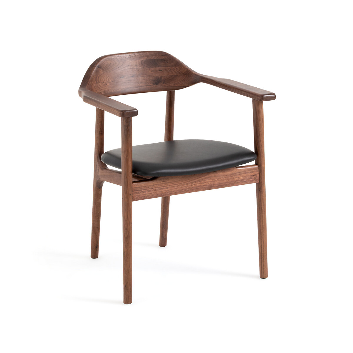Кресло столовое из орехового дерева и кожи Ari единый размер каштановый кресло столовое для сада высокое cabestan единый размер каштановый