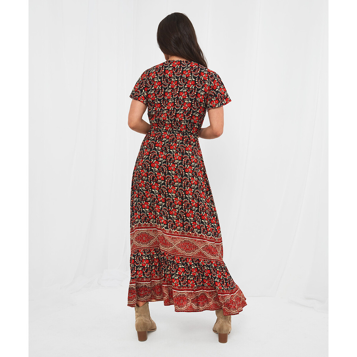 Платье JOE BROWNS Платье Длинное с богемным принтом короткие рукава 42 красный, размер 42 - фото 4