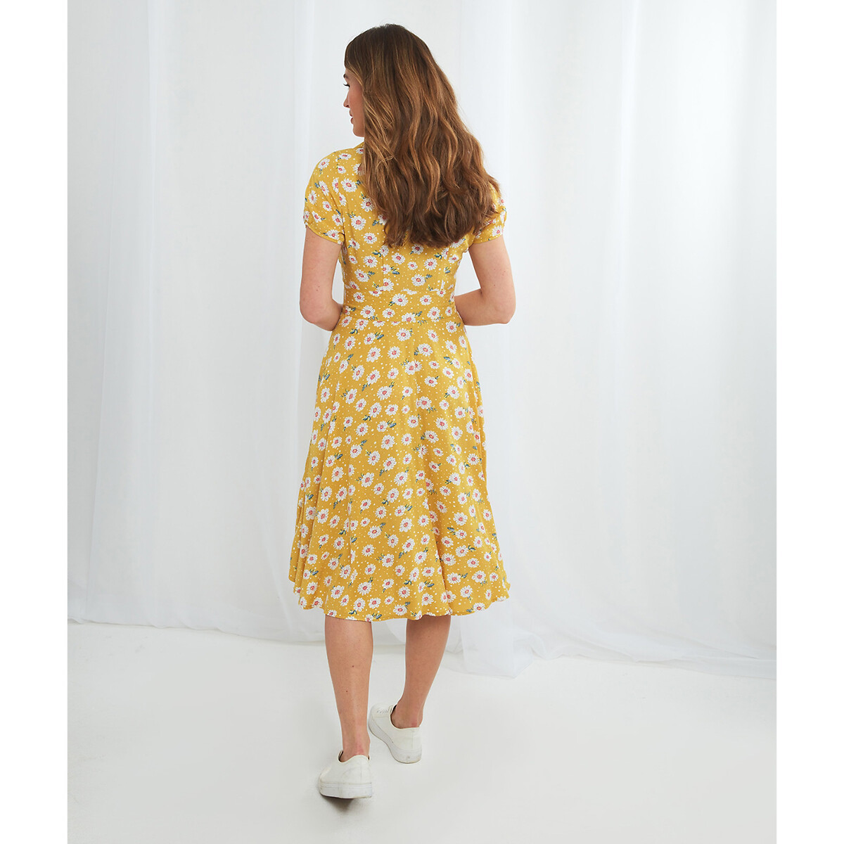 Платье JOE BROWNS С принтом на пуговицах длина ниже колена 48 желтый, размер 48 - фото 3