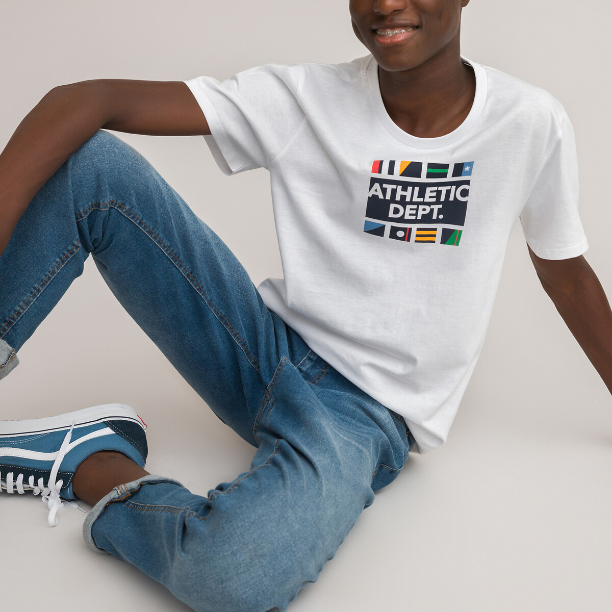 Комплект из двух футболок с Круглым вырезом и принтом спереди 10-18 лет 16 белый