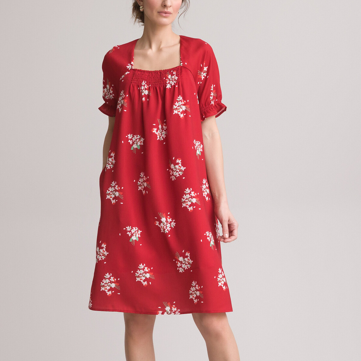 Платье-миди ANNE WEYBURN Расклешенное с цветочным принтом 50 красный, размер 50 - фото 2