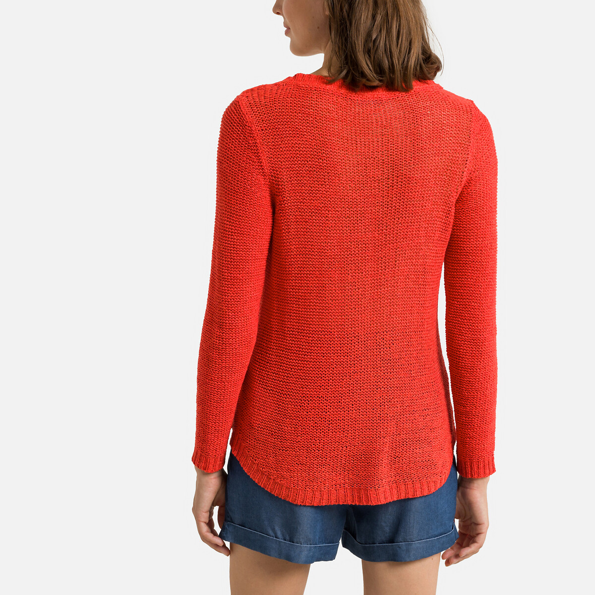 Пуловер ONLY Пуловер С вырезом-лодочкой из тонкого трикотажа XL красный, размер XL - фото 4
