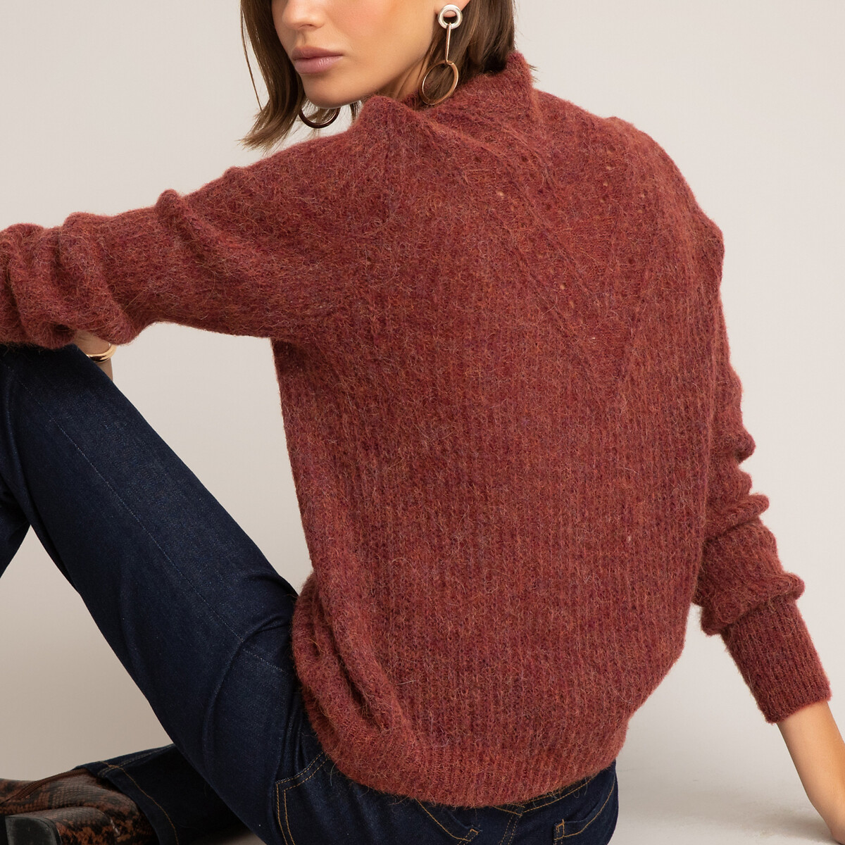 Пуловер LaRedoute С круглым вырезом из плотного трикотажа XL красный, размер XL - фото 4