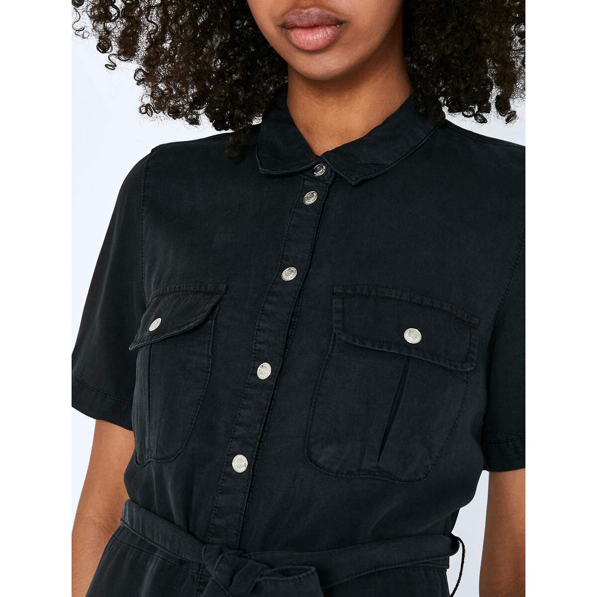 Платье-рубашка Длинное на завязках XS черный LaRedoute, размер XS - фото 5