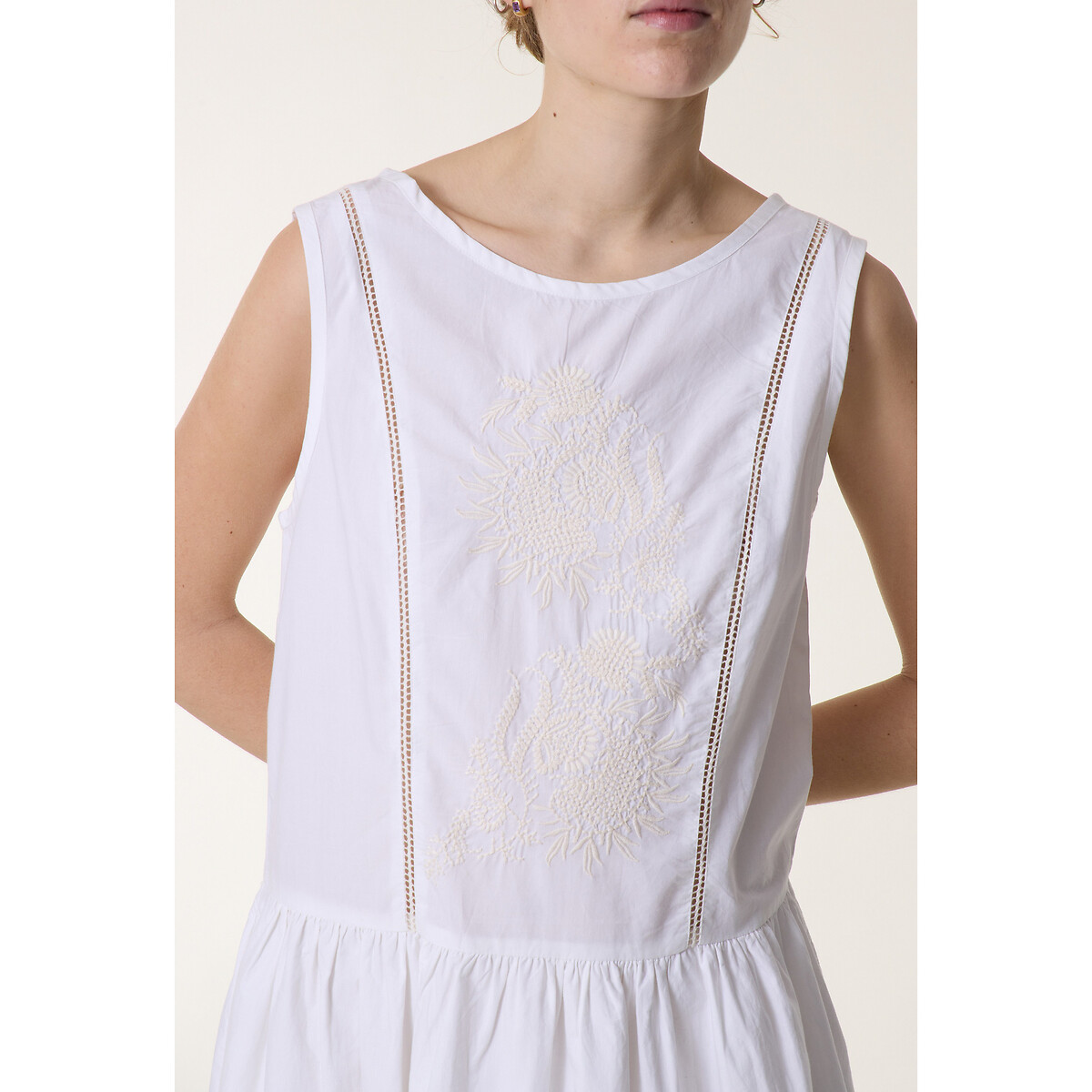 Платье-миди без рукавов с вышивкой RIVER  M белый LaRedoute, размер M - фото 2