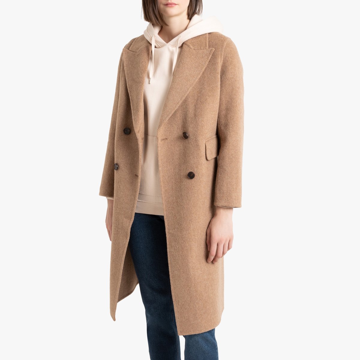 Бушлат La Redoute Длинный из полушерстяной ткани 0(XS) бежевый lbellagiovanna redfushia белый бежевый xs