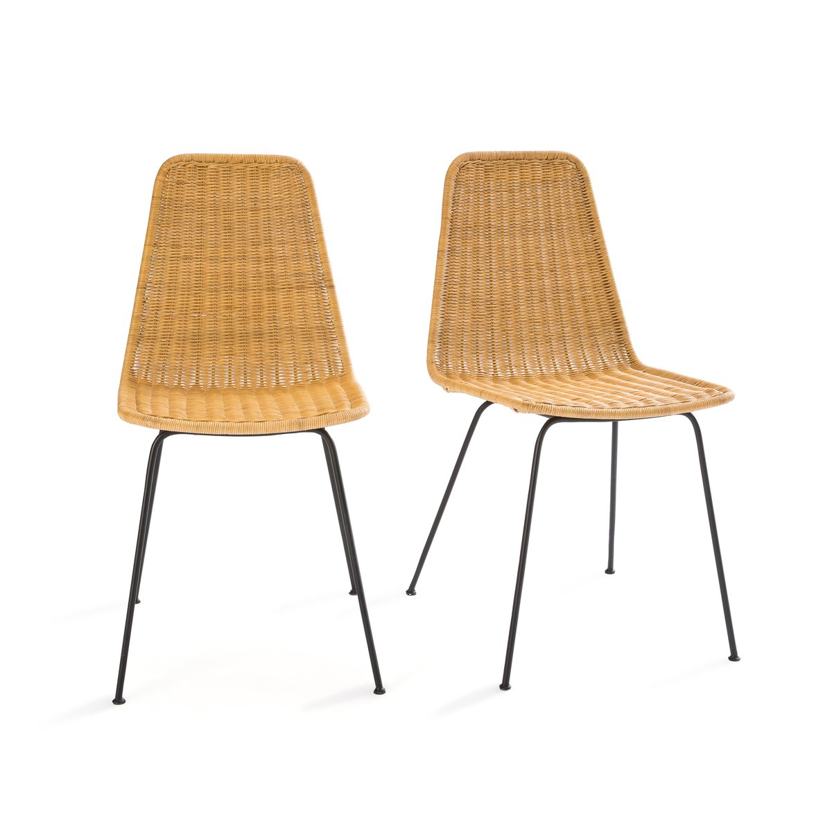 Комплект из 2 стульев из Плетеного ротанга и стали Roson единый размер бежевый