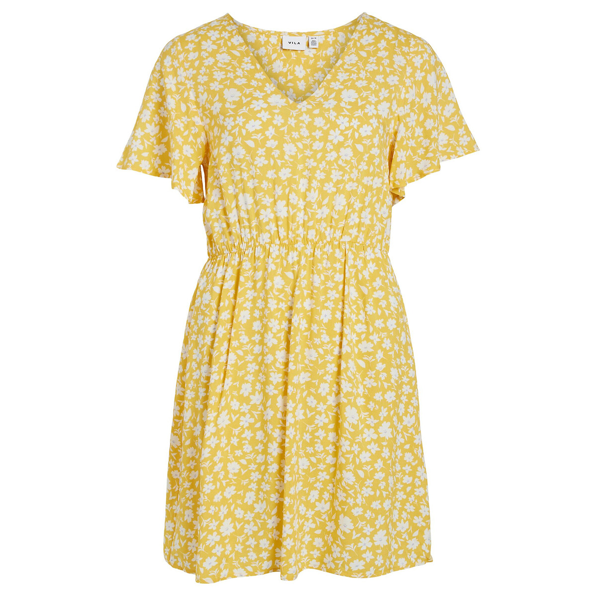 Платье Короткое с V-образным вырезом 40 желтый