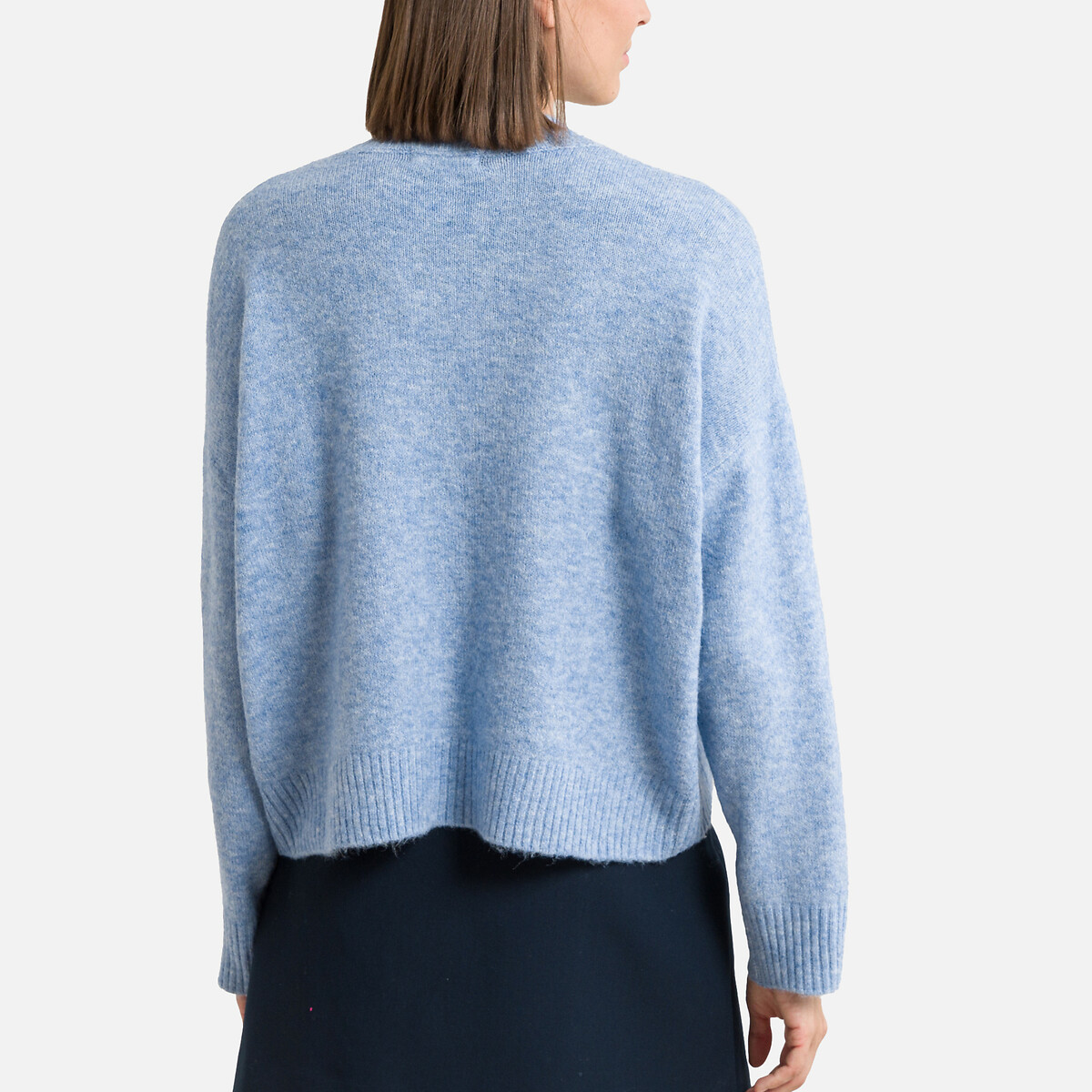Пуловер Короткий из пышного трикотажа XL синий LaRedoute, размер XL - фото 4