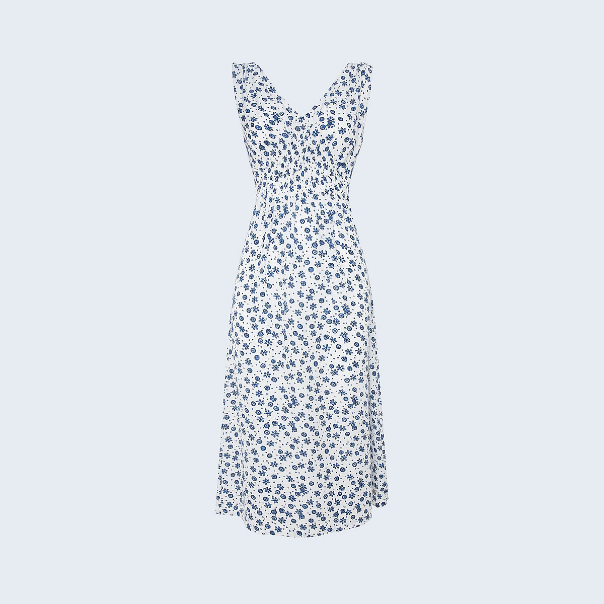 Платье LaRedoute Длинное с рисунком и V-образным вырезом без рукавов XL белый, размер XL - фото 3