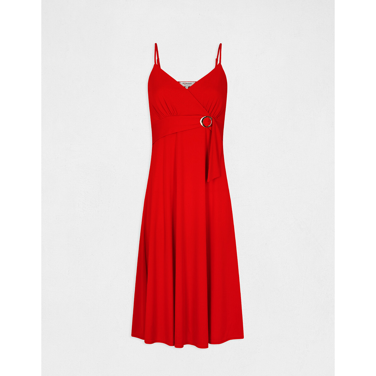 Платье-миди На тонких бретелях с V-образным вырезом 42 красный LaRedoute, размер 42 - фото 5