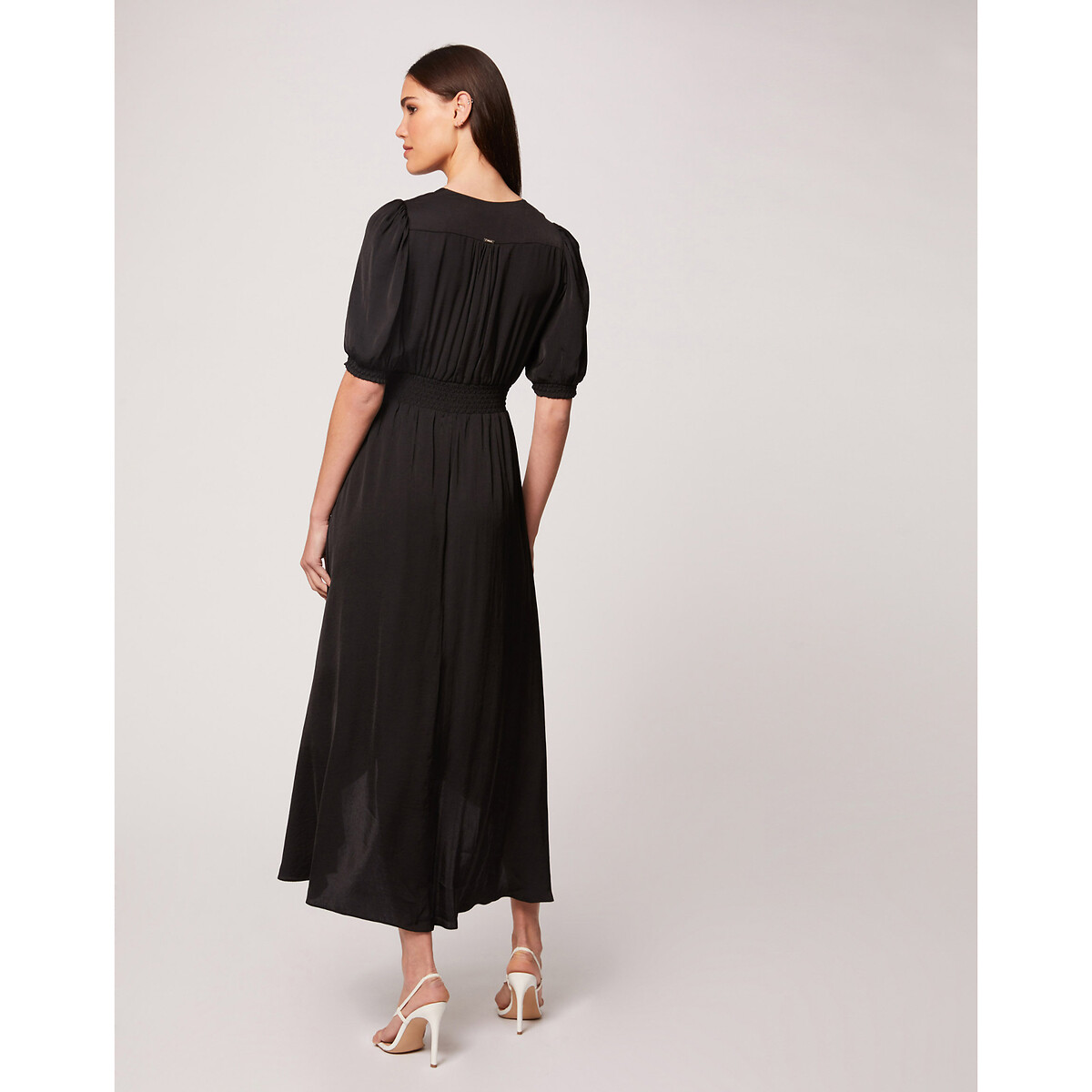 Платье LaRedoute Длинное с короткими рукавами V-образный врыез 44 черный, размер 44 - фото 3
