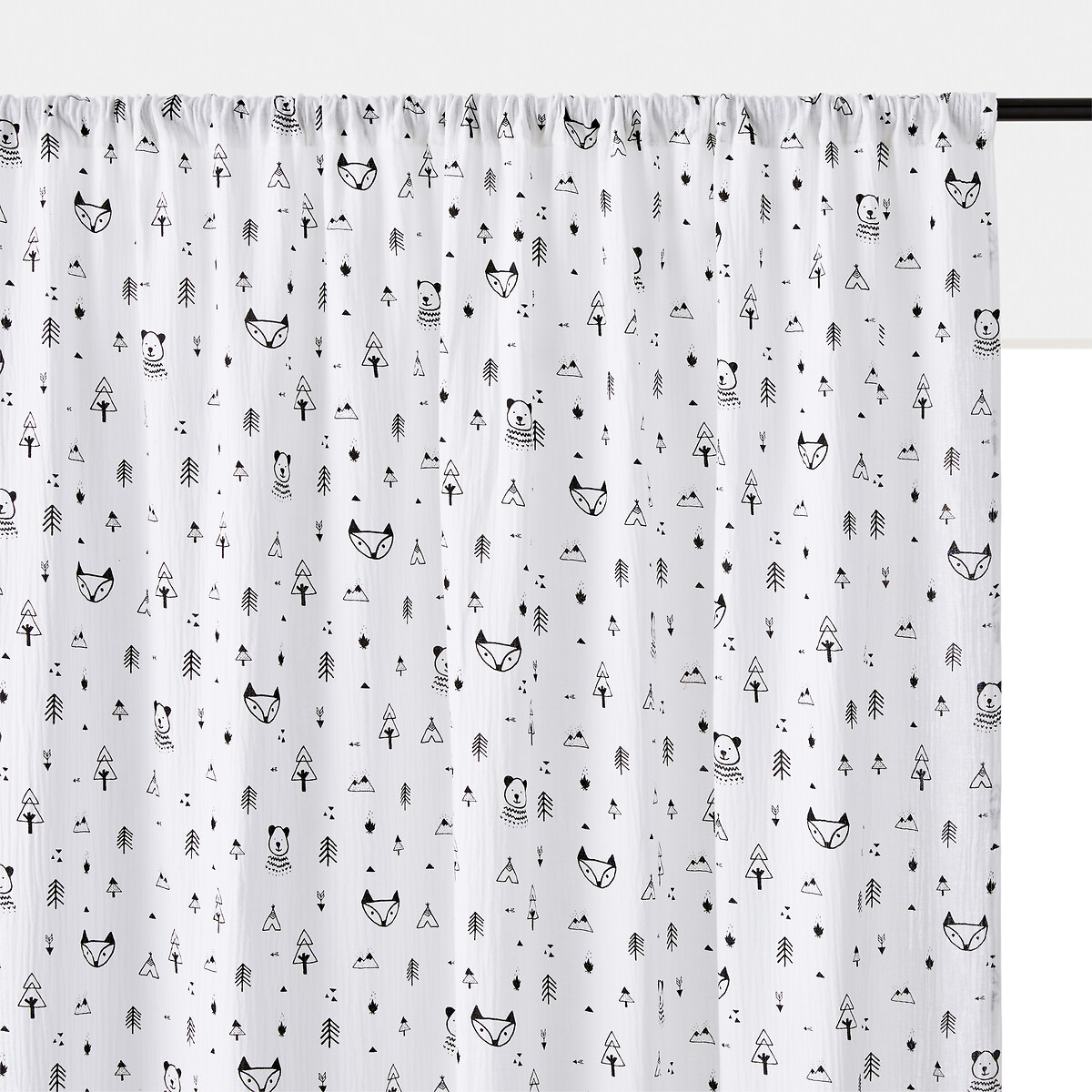Штора LA REDOUTE INTERIEURS С панелями из хлопчатобумажной газовой ткани Forest Camp 260 x 140 см черный, размер 260 x 140 см - фото 2