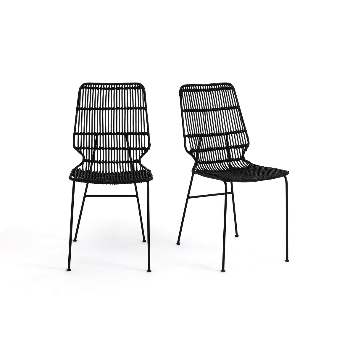 2 стула металлических плетеных Malu комплект единый размер черный 36821