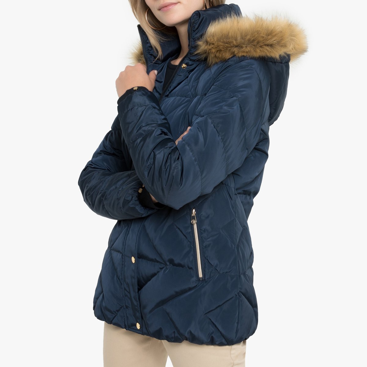 Куртка La Redoute Стеганая с капюшоном зимняя 52 (FR) - 58 (RUS) синий, размер 52 (FR) - 58 (RUS) Стеганая с капюшоном зимняя 52 (FR) - 58 (RUS) синий - фото 1