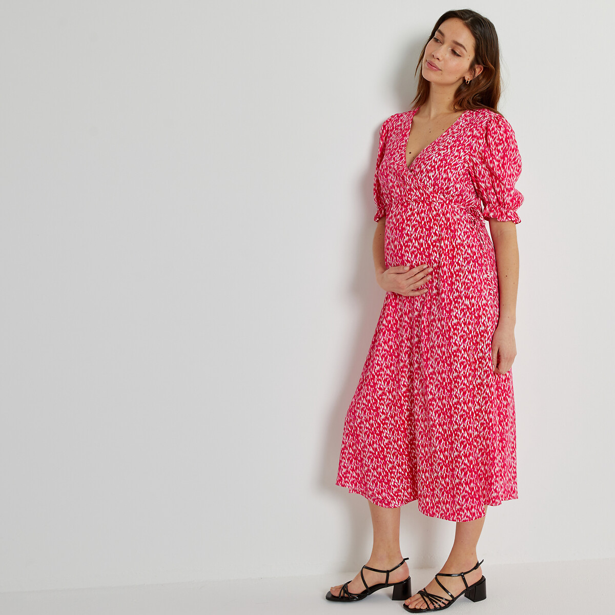 Платье для периода беременности с запахом графический принт  40 розовый LaRedoute, размер 40 - фото 2