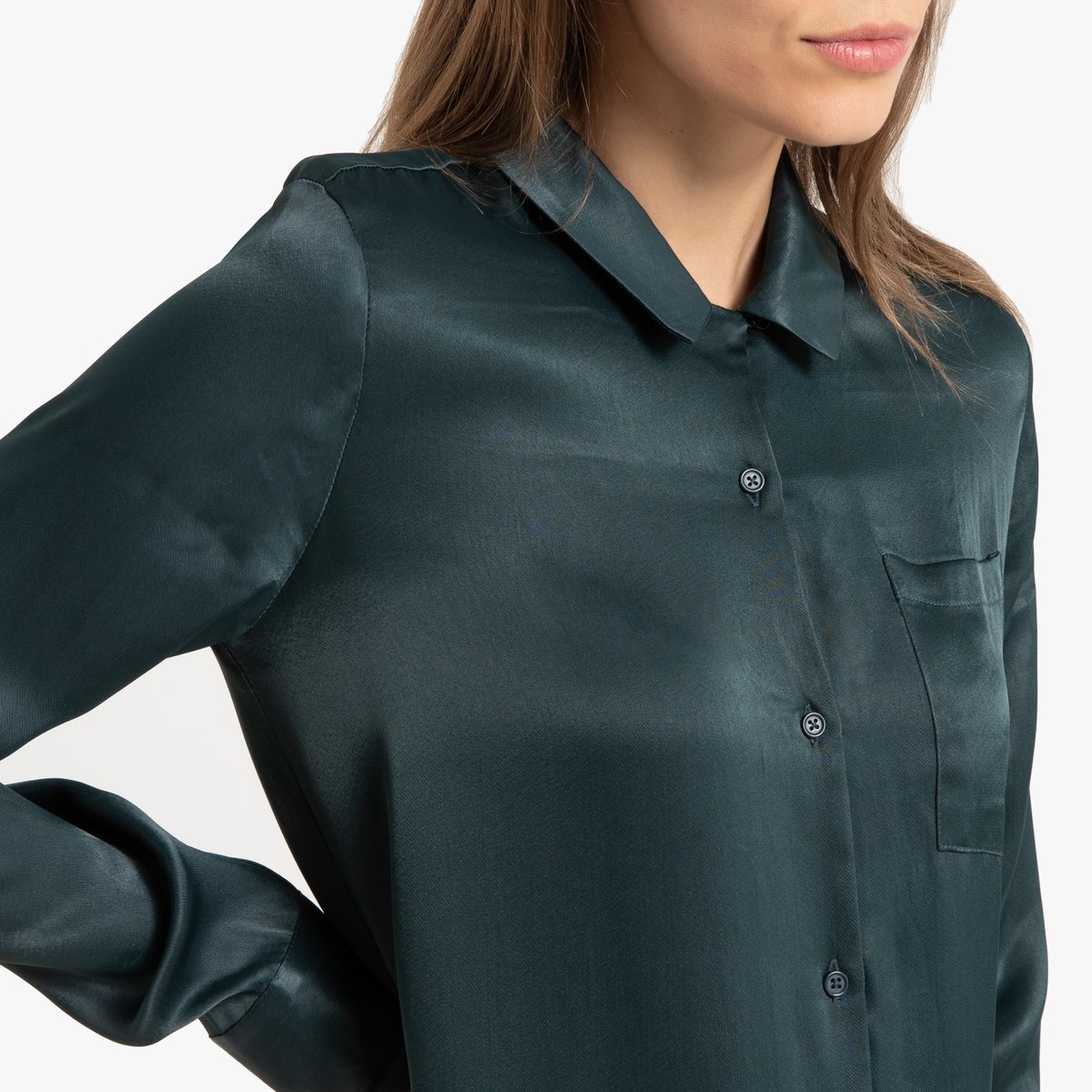Платье-рубашка La Redoute Миди с длинными рукавами 40 (FR) - 46 (RUS) зеленый, размер 40 (FR) - 46 (RUS) Миди с длинными рукавами 40 (FR) - 46 (RUS) зеленый - фото 4
