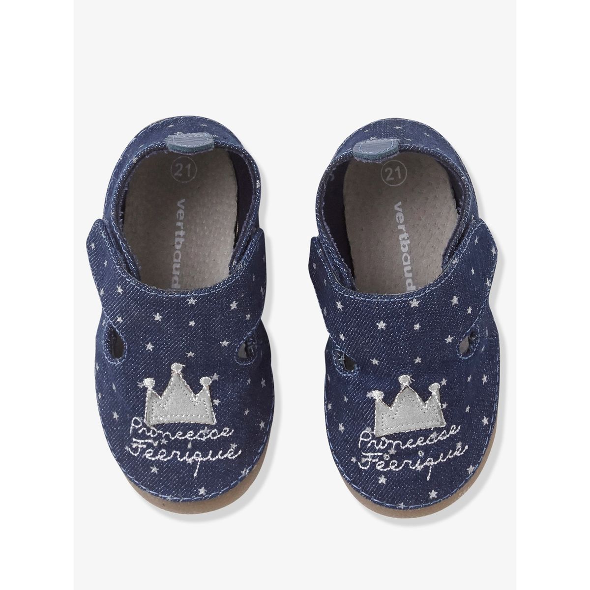 Chaussons bébé toile denim imprimé